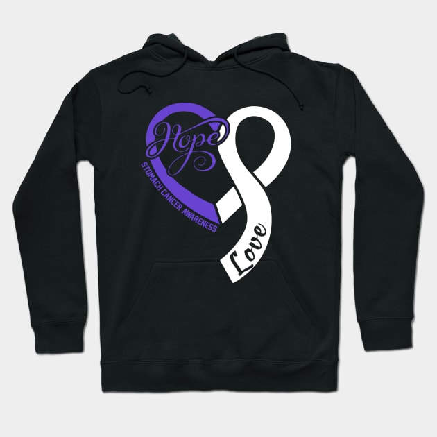 Stomach Cancer Awareness Hope Love Heart Ribbon Happy Valentines Day- Love Shouldn't Hurt Stop Hoodie by DAN LE